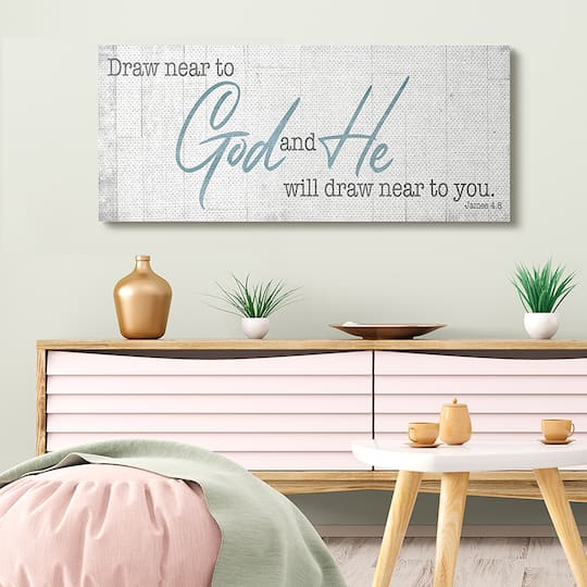 Stupell Industries Draw Near to God Phrase Charming Faith Based Canvas Wall Art